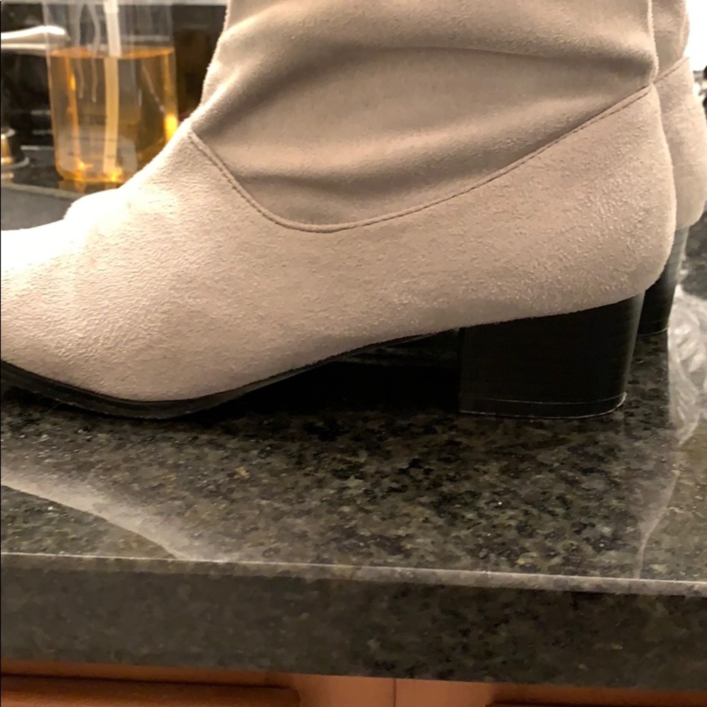 Like New Faux Suede Slouchy Grey Boots - Picture 3 of 5